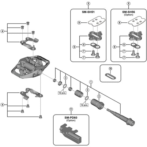 SPRE PDMX70 pedal axle assembly LH