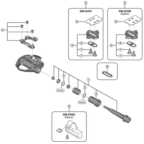 SPRE PDES600 pedal axle assembly RH