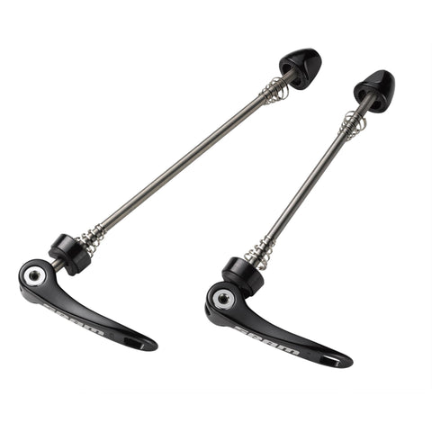 ZIPP TANGENTE QUICK RELEASE SKEWER - TITANIUM BLACK WITH SILVER LOGO 100MM/130MM PAIR FOR ROAD WHEELS: BLACK