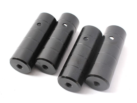 BMX Peg Set KHE BLACK STEEL 14mm PAIR and 10mm pair