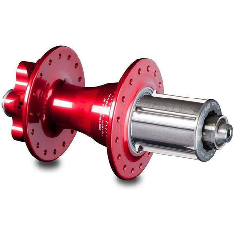 Chris King R45D Rear 6 Bolt Disc Hub 135QR - Campagnolo Red (Silver Hardware) / 32H