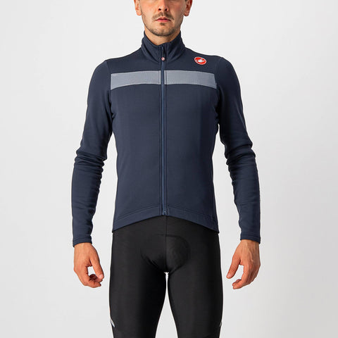 Castelli Puro 3 Long Sleeve Jersey Savile Blue/Silver Reflex / XS