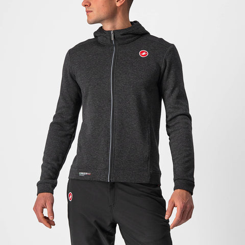 Castelli Milano Full Zip Fleece Hoodie Melange Light Black / XS
