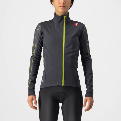 Castelli Transition Women's Jacket Dark Grey/Brilliant Yellow / L
