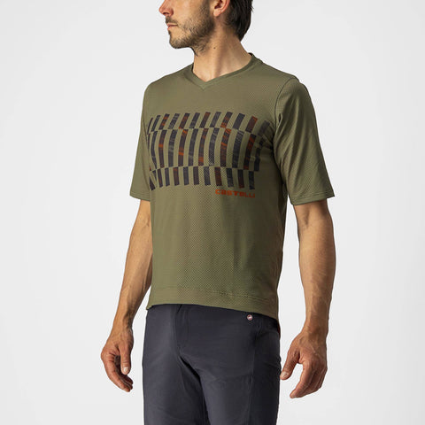 Castelli Trail Tech T-Shirt Olive Green/Dark Grey/Orange Rust / 2XL