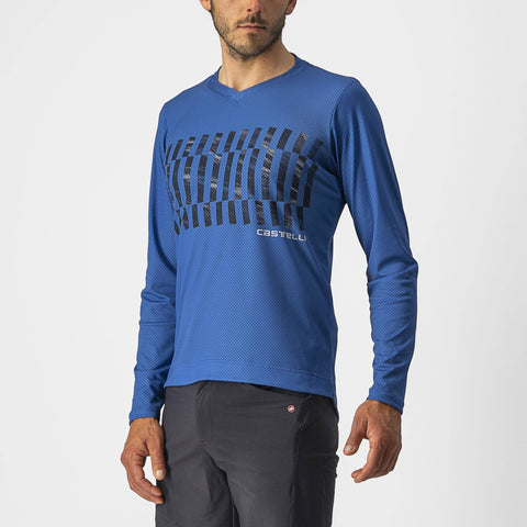 Castelli Trail Tech Long Sleeve T-Shirt Cobalt Blue/Savile Blue/Silver / M