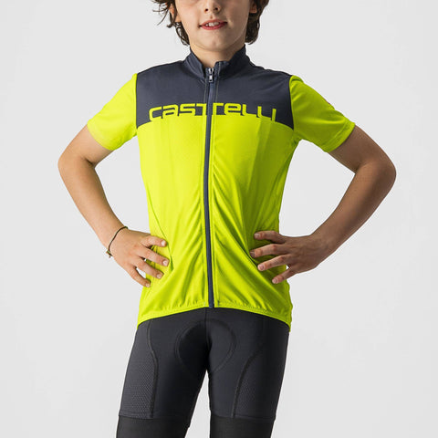Castelli Neo Prologo Jersey Electric Lime/Savile Blue / 8Y
