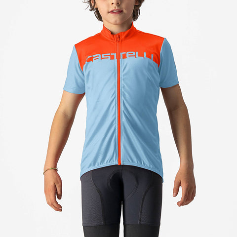 Castelli Neo Prologo Jersey Baby Blue/Scarlet Lava / 12Y