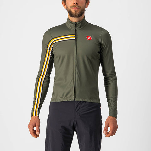 Castelli Unlimited Thermal Long Sleeve Jersey Military Green/Goldenrod / XS