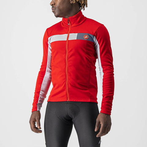 Castelli Mortirolo 6S Jacket - Past Season Red/Silver Grey/Silver Reflex / XS