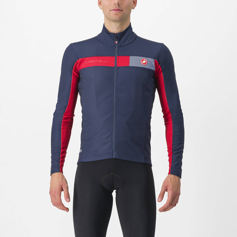 Castelli Mortirolo 6S Jacket Belgian Blue/Pompeian Red/Silver / S