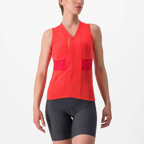 Castelli Anima 4 Sleeveless Women's Jersey Hibiscus/Soft Orange / S