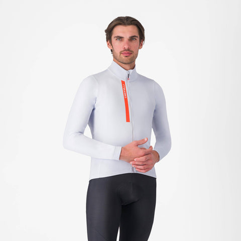 Castelli Entrata Thermal Long Sleeve Jersey Silver Grey/Brilliant Orange / M