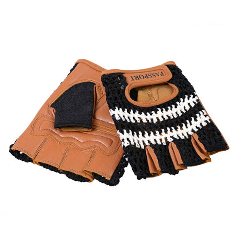 Crochet Back Cycling Mitts - BlackIconic cycling gloves in Natural Leather