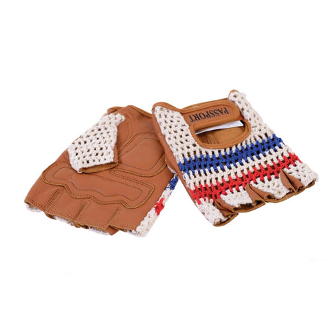 Crochet Back Cycling Mitts - ClassicIcon cycling gloves in Natural Leather