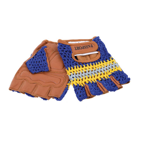 Crochet Back Cycling Mitts - The Light Blue Co-BrandIcon cycling gloves in Natural Leather