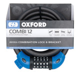 Oxford Cable Lock 12mm x 1800mm Bicycle Lock &amp; Bracket (Combination Lock Type)
