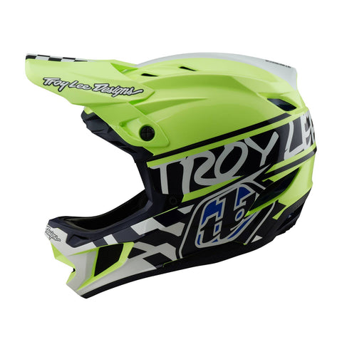 Troy Lee Designs D4 Polyacrylate Helmet Fifty-50 - Navy/Glo Yellow / M