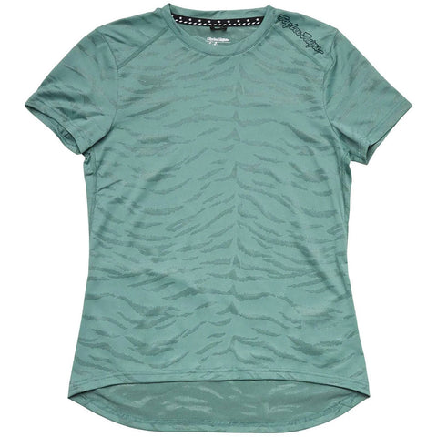 Troy Lee Designs Lilium Women's Short Sleeve Jersey Tiger Jacquard - Steel Green / XL