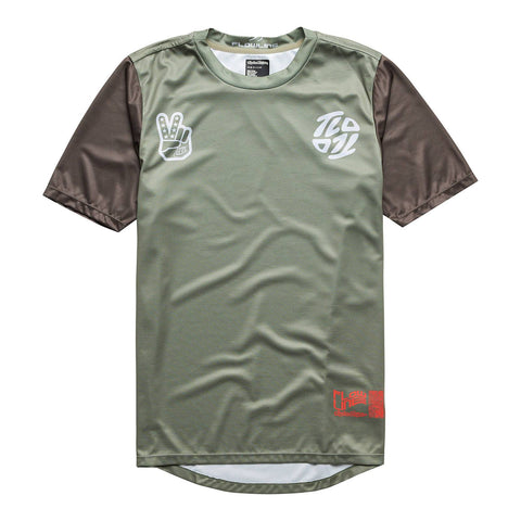Troy Lee Designs Flowline Youth Short Sleeve Jersey Flipped - Olive / S