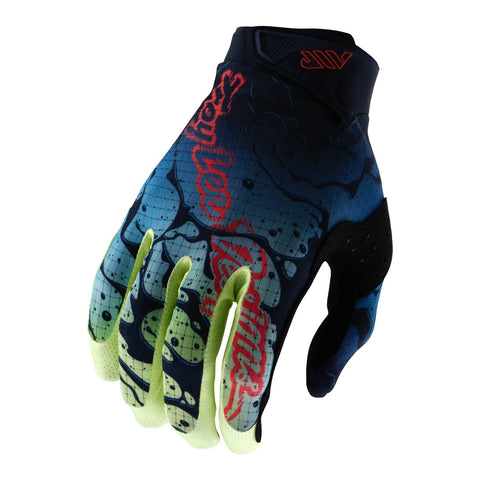 Troy Lee Designs Youth Air Gloves Drip - Glo Yellow/Dark Navy / S