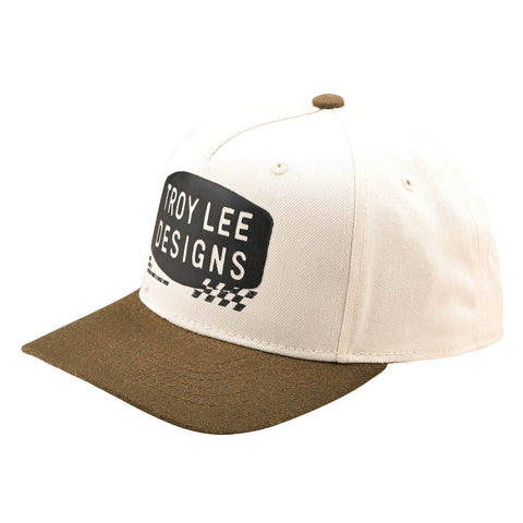 Troy Lee Designs Curved Bill Snapback Cap Stamp - Vintage White/Olive /