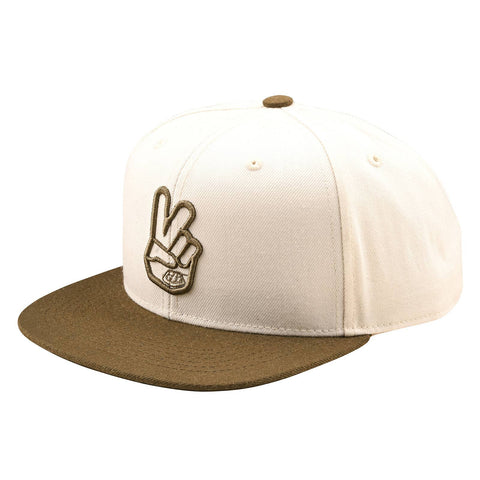 Troy Lee Designs Peace Flat Bill Snapback Cap Vintage White/Olive /