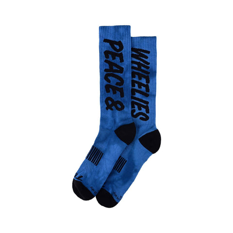 Troy Lee Designs Performance Socks Peace & Wheelies - Cobalt / L/XL