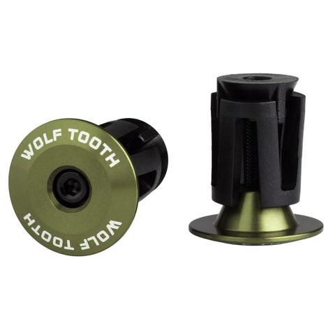 Wolf Tooth Alloy Bar End Plugs Olive / One Size