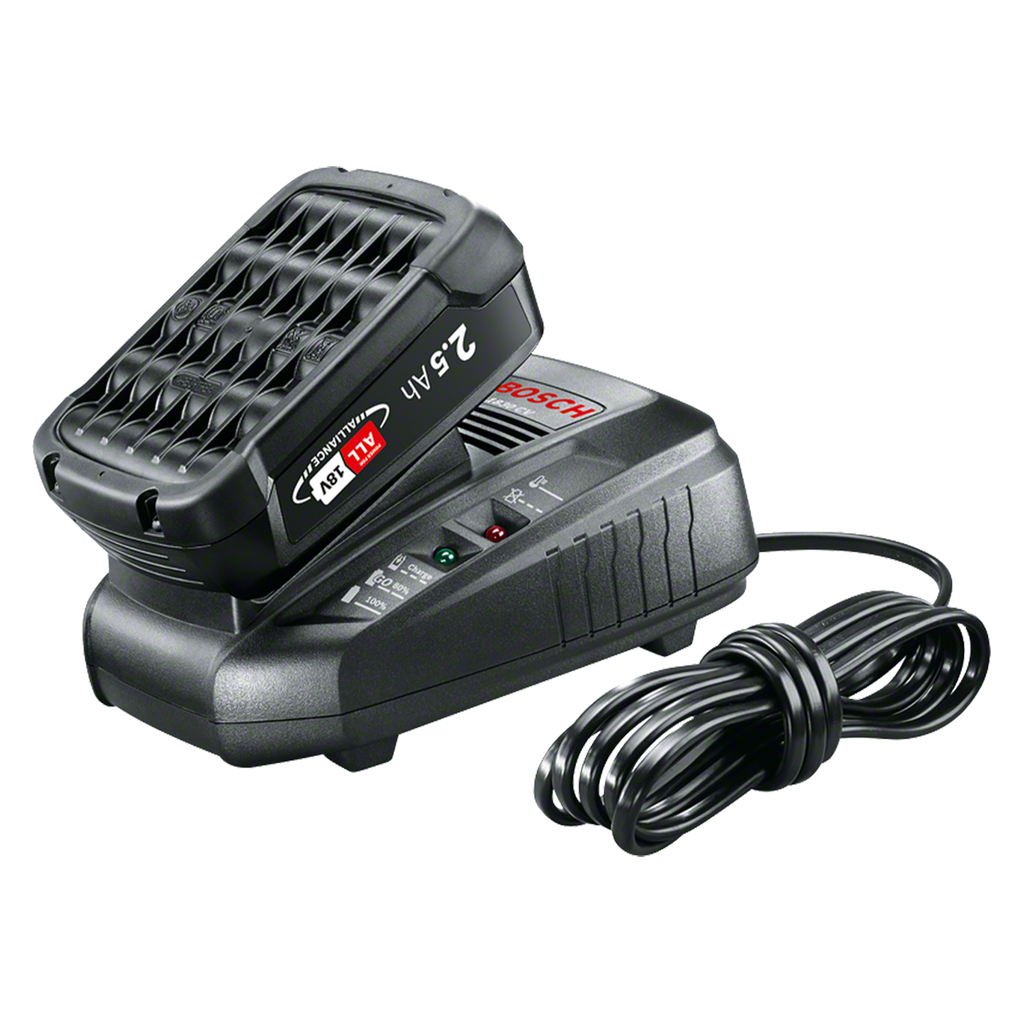 Bosch 18V Starter set Battery and Charger set for ALL Bosch systems including Cordless Pneumatic Pump EU Plug