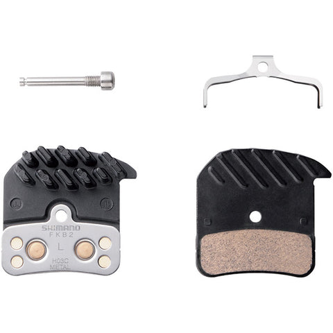 H03C disc brake pads and spring, cooling fins, alloy backed, sintered