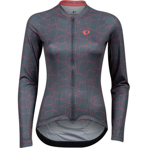 Women's Attack Long Sleeve Jersey, Turbulence/Atomic Red Origami, Size M