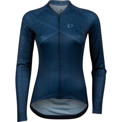 Women's Attack Long Sleeve Jersey, Navy Deco Wrap, Size M