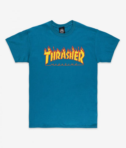 Thrasher - Galapagos Blue Flame Logo T-Shirt (skatewear)