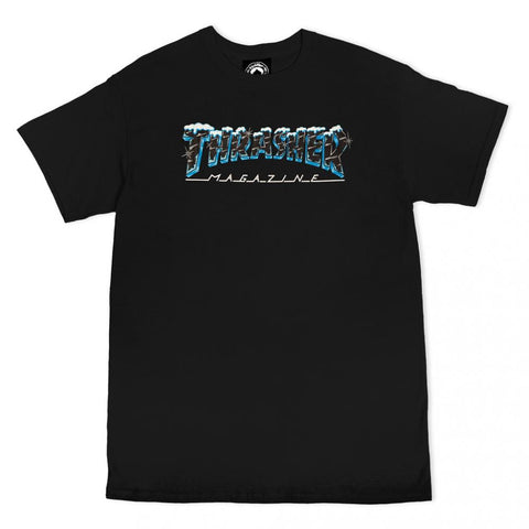 Thrasher - Black Ice Logo T-Shirt (skatewear)