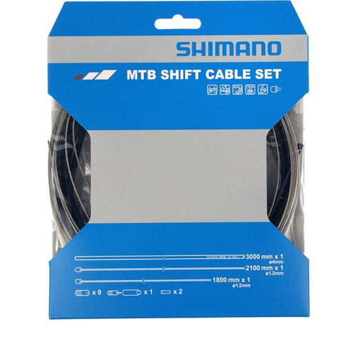 MTB gear cable set, stainless steel inner wire, black