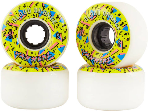 Blood Orange Jammerz Longboard Wheels 4-Pack (60mm | White/Yellow)