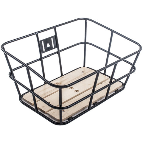 Portland tubular metal basket with wooden base