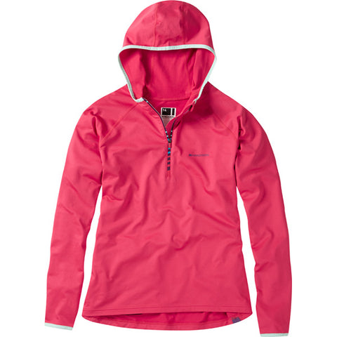 Zena Women's Long Sleeve Hooded Top, Rose Red Size 10