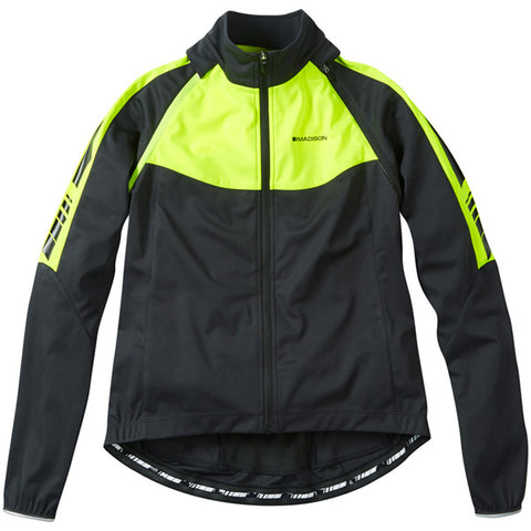 Sportive women's convertible softshell jacket, black / hi-viz yellow size 14