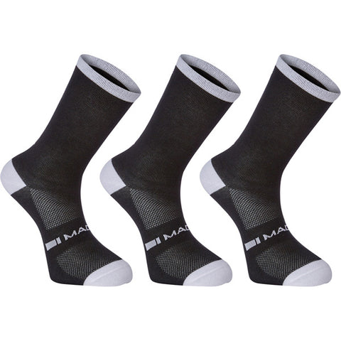 Freewheel coolmax long sock triple pack - black - medium 40-42