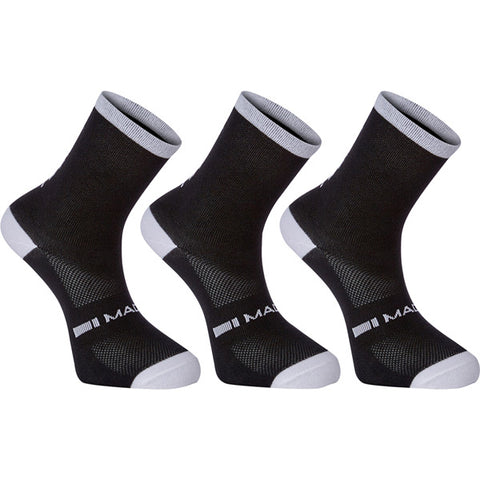 Freewheel coolmax mid sock triple pack - black - large 43-45