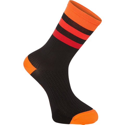 RoadRace Premio extra long sock, hoops black / chilli red small 36-39