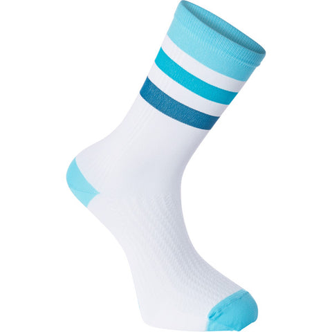 RoadRace Premio extra long sock, hoops white / blue curaco small 36-39