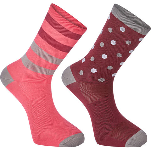 Sportive long sock twin pack, hex dots classy burgundy / berry X-large 46-48