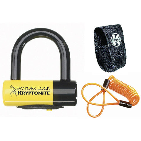 New York Liberty Disc Lock - with reminder cable - Yellow Sold Secure Gold