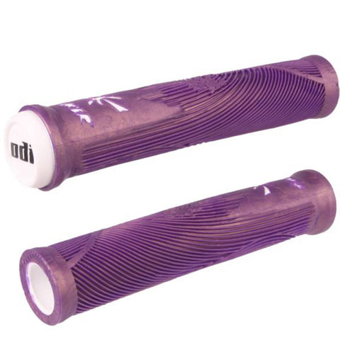 ODI Hucker Flangeless Grips - Purple / White 160mm