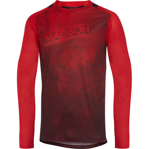 Flux Enduro men's long sleeve jersey, marble true red / classy burgundy small