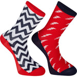 Sportive long sock twin pack, bolts true red / ink navy small 36-39