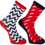 Sportive long sock twin pack, bolts true red / ink navy X-large 46-48
